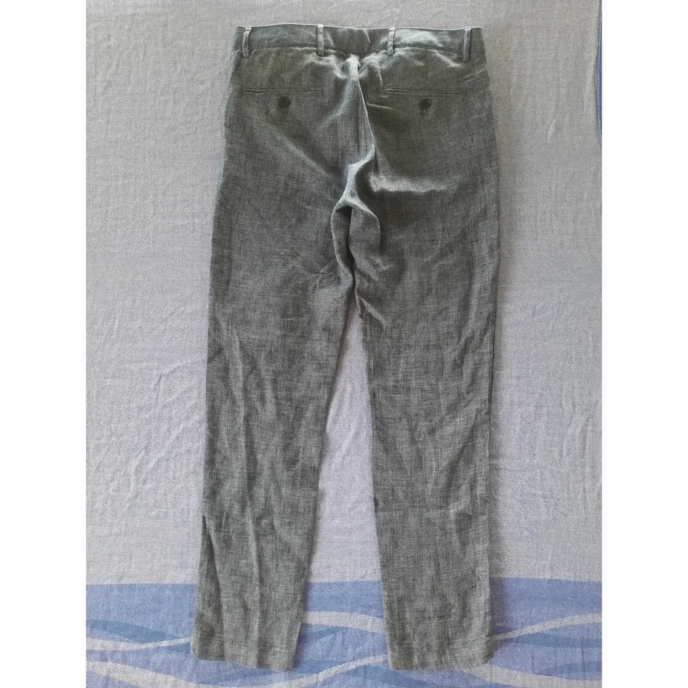 Club Monaco Connor Fit Heather Gray Linen Blend Slim Chino Pants Men 31x30